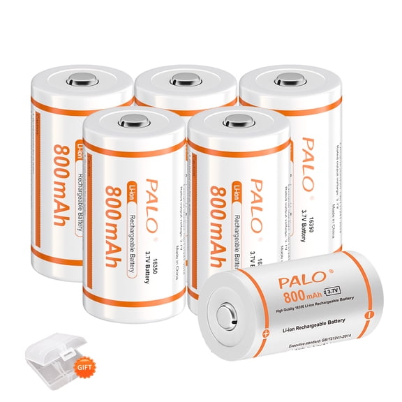 Palogreen 6 Pack CR123A Lithium Batteries 3.7V 16350 Rechargeable Battery 800mAh cr123a Battery for High Intensity Flashlight, Home Safety, Security Device