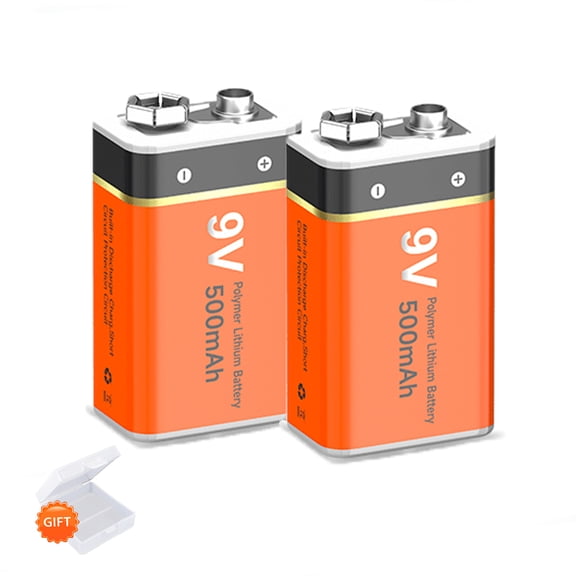 Palogreen 9 Volt Rechargeable Batteries 2 Pack, 500mAh Lithium-ion Battery 6F22 Square Baterias Long-Lasting for Smoke Detectors, Fire Alarms, Remote Controls, Wireless Doorbell
