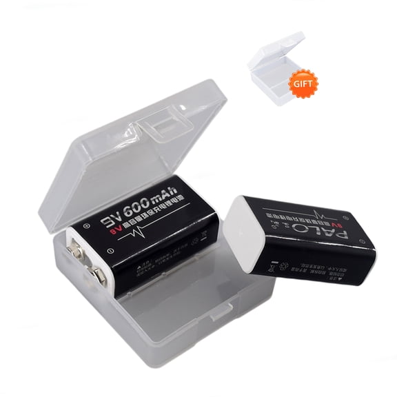 Palogreen 9 Volt Rechargeable Batteries 2 Pack, 600mAh Lithium-ion Battery 6F22 Square Baterias Long-Lasting for Smoke Detectors, Fire Alarms, Remote Controls, Wireless Doorbell
