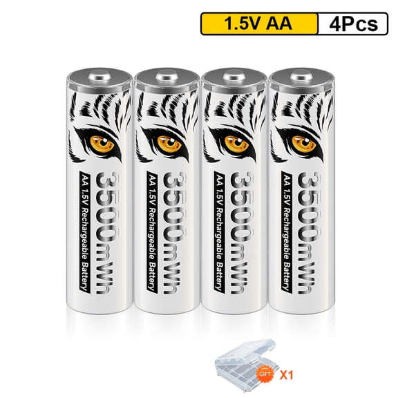 Palogreen AA Rechargeable Battery 4-Pack 1.5V Lithium Double A Batteries 3500mWh with Battery Case fot Solar Light