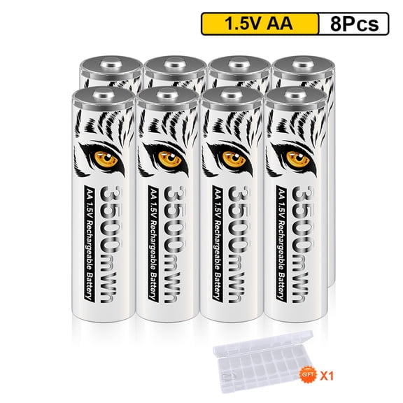 Palogreen AA Rechargeable Battery 8-Pack 1.5V Lithium Double A Batteries 3500mWh with Battery Case fot Solar Light