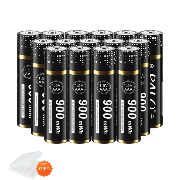 Palogreen AAA Rechargeable Battery 16-Pack 1.5V Lithium Triple A Batteries 900mWh with Battery Case fot Solar Light