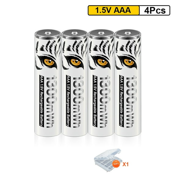 Palogreen AAA Rechargeable Battery 4-Pack 1.5V Lithium Triple A Batteries 1300mWh with Battery Case fot Solar Light