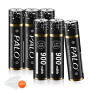 Palogreen AAA Rechargeable Battery 6-Pack 1.5V Lithium Triple A Batteries 900mWh with Battery Case fot Solar Light