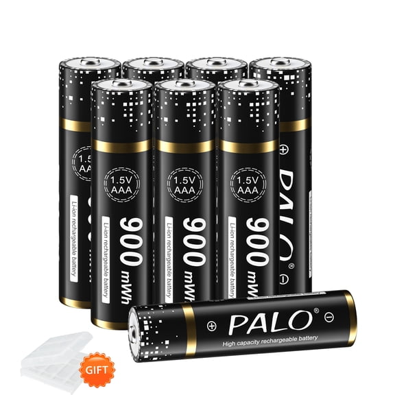 Palogreen AAA Rechargeable Battery 8-Pack 1.5V Lithium Triple A Batteries 900mWh with Battery Case fot Solar Light