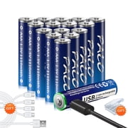 Palogreen AAA USB Rechargeable Battery 16-Pack 1.5V Type-C Lithium Triple A Batteries 1110mWh with Battery Case fot Solar Light
