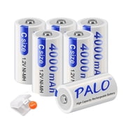 Palogreen Rechargeable C Battery 6-Pack 1.2V Ni-MH C Size Batteries 4000mAh Long Lasting C Cell Battery with Battery Case