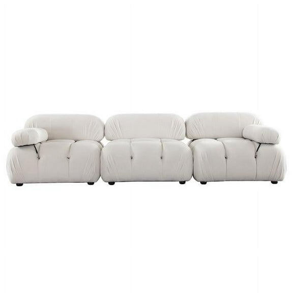 Paloma 3PC Modular 111 Inch Sofa in Light Cream Velvet by Diamond Sofa