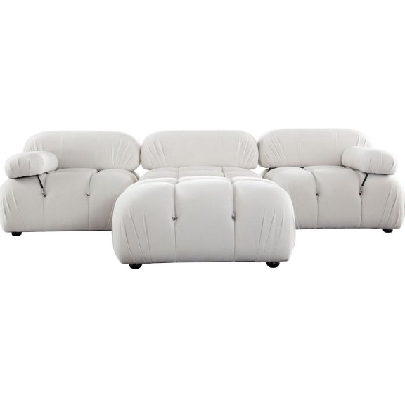 Paloma 4PC Modular 111 Inch Reversible Chaise Sectional in Light Cream Velvet by Diamond Sofa