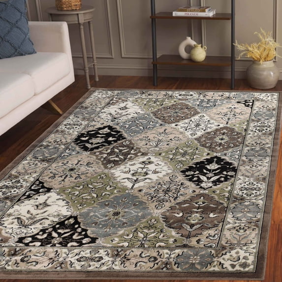 Paloma Contemporary Damask Indoor Area Rug by Blue Nile Nills - 5' x 8', Multi-Color