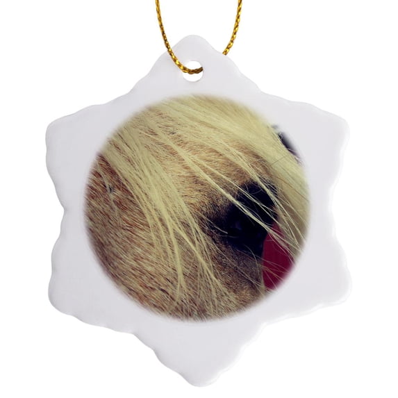 3drose, Palomino Looks into Camera, 3 inch Snowflake Porcelain Ornament