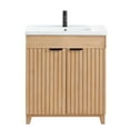 thumbnail image 1 of Palos 30" Single Bath Vanity in Fir Wood Brown with Drop-In White Ceramic Basin, 1 of 15