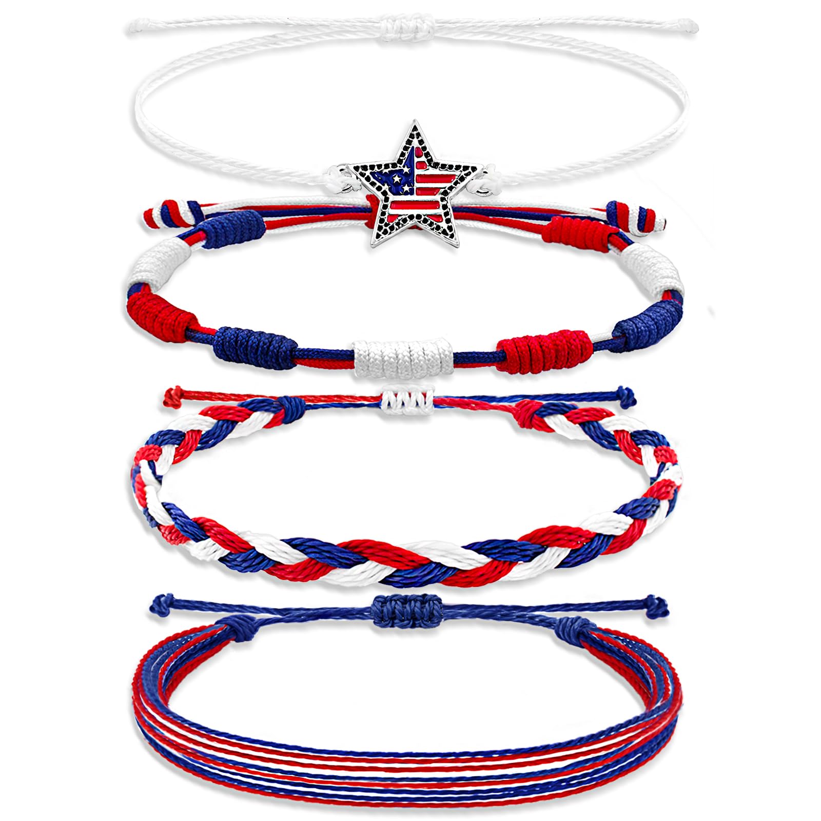 Gecgucy 4th Of July Beaded Bracelets For Women – Red White Blue Stretch Stackable Patriotic Friendship Bracelets