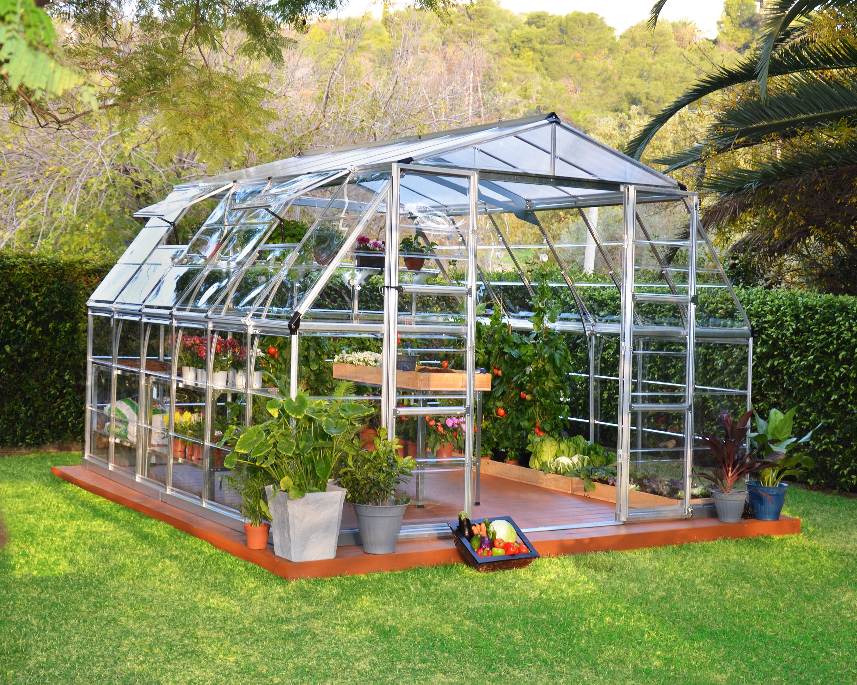 Palram - Canopia Americana - 12' x 12' - Walk-In Greenhouse - Silver - with 2 Roof Vents