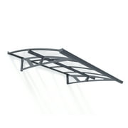 Palram - Canopia Amsterdam Polycarbonate Door and Window Awning, 7'x 5', Gray