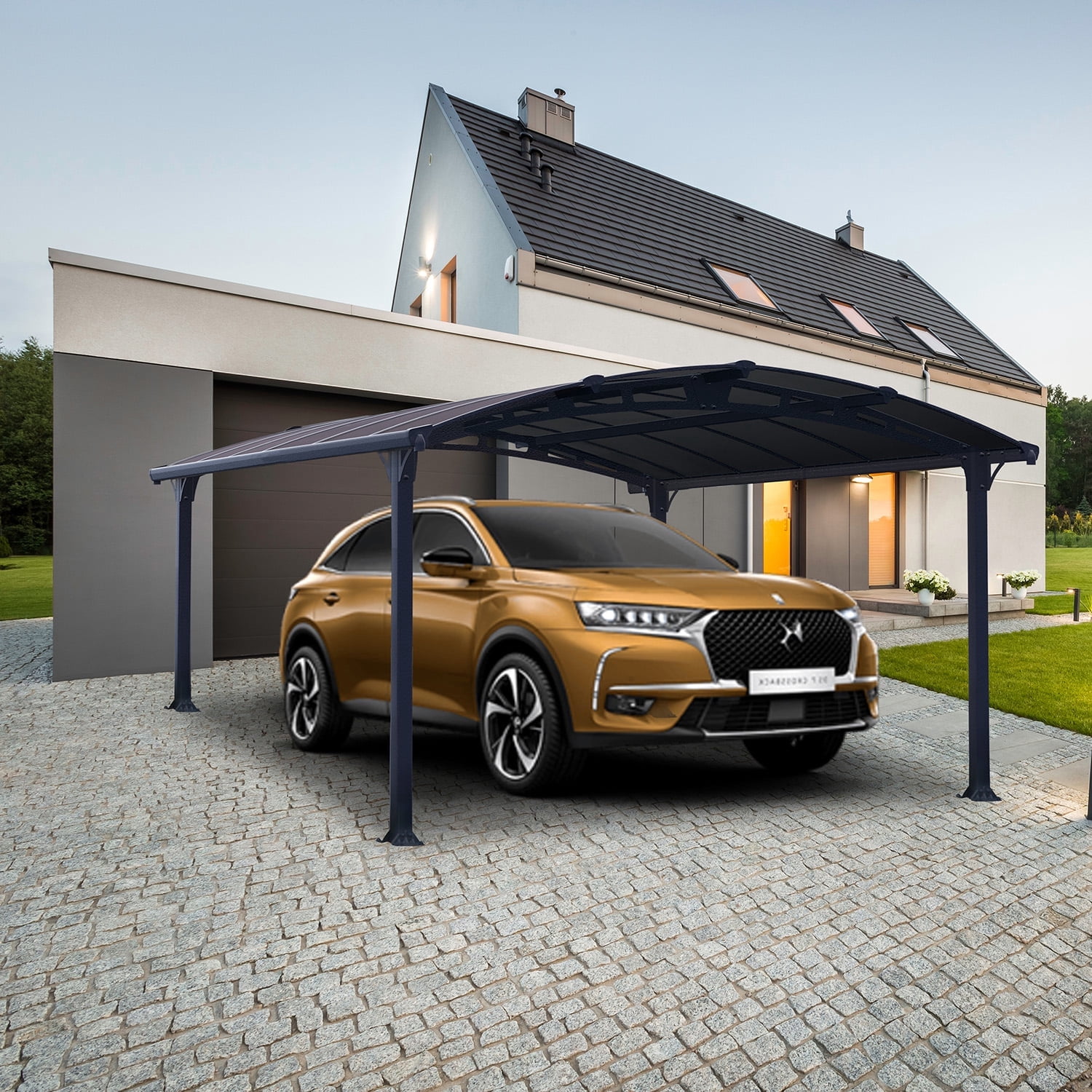 Palram - Canopia Arcadia 4300 12' x 14' Polycarbonate/Galvanized Steel Carport - Gray