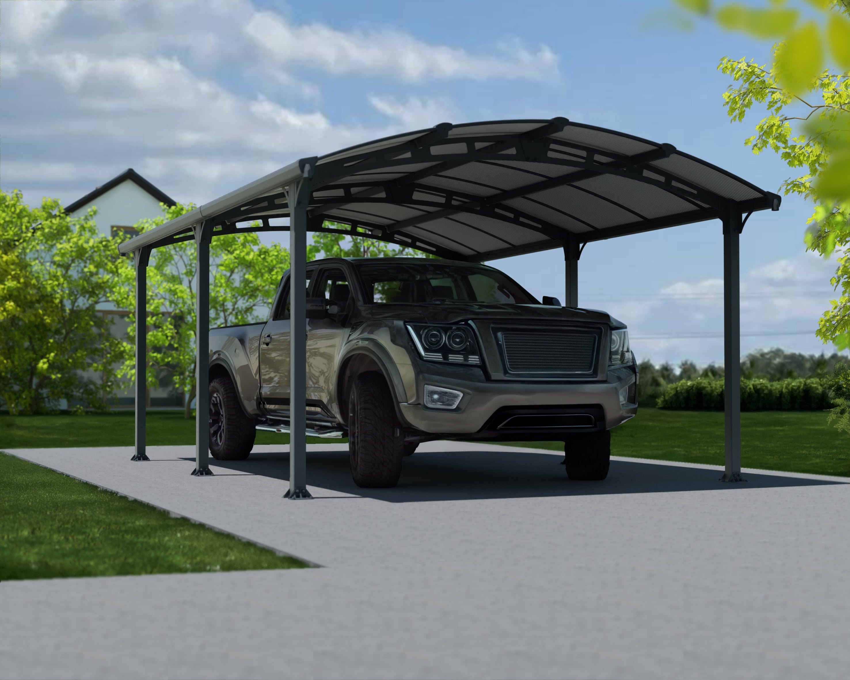 Palram - Canopia Arcadia 5000 12' x 16' Polycarbonate/Galvanized Steel Carport - Gray/Gray