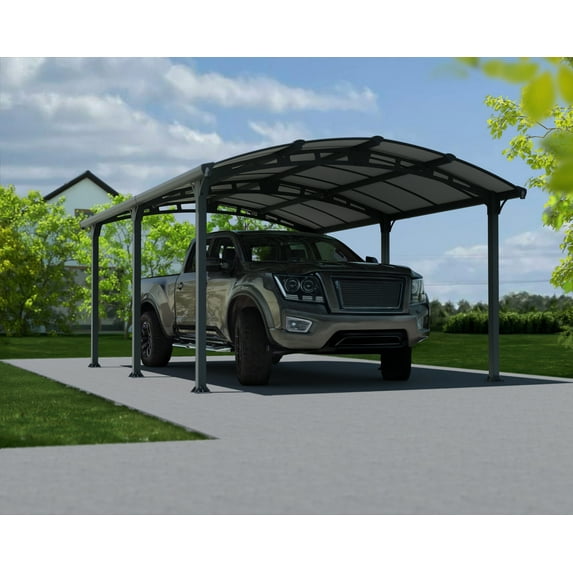 Palram - Canopia Arcadia 5000 12' x 16' Polycarbonate/Galvanized Steel Carport - Gray/Gray
