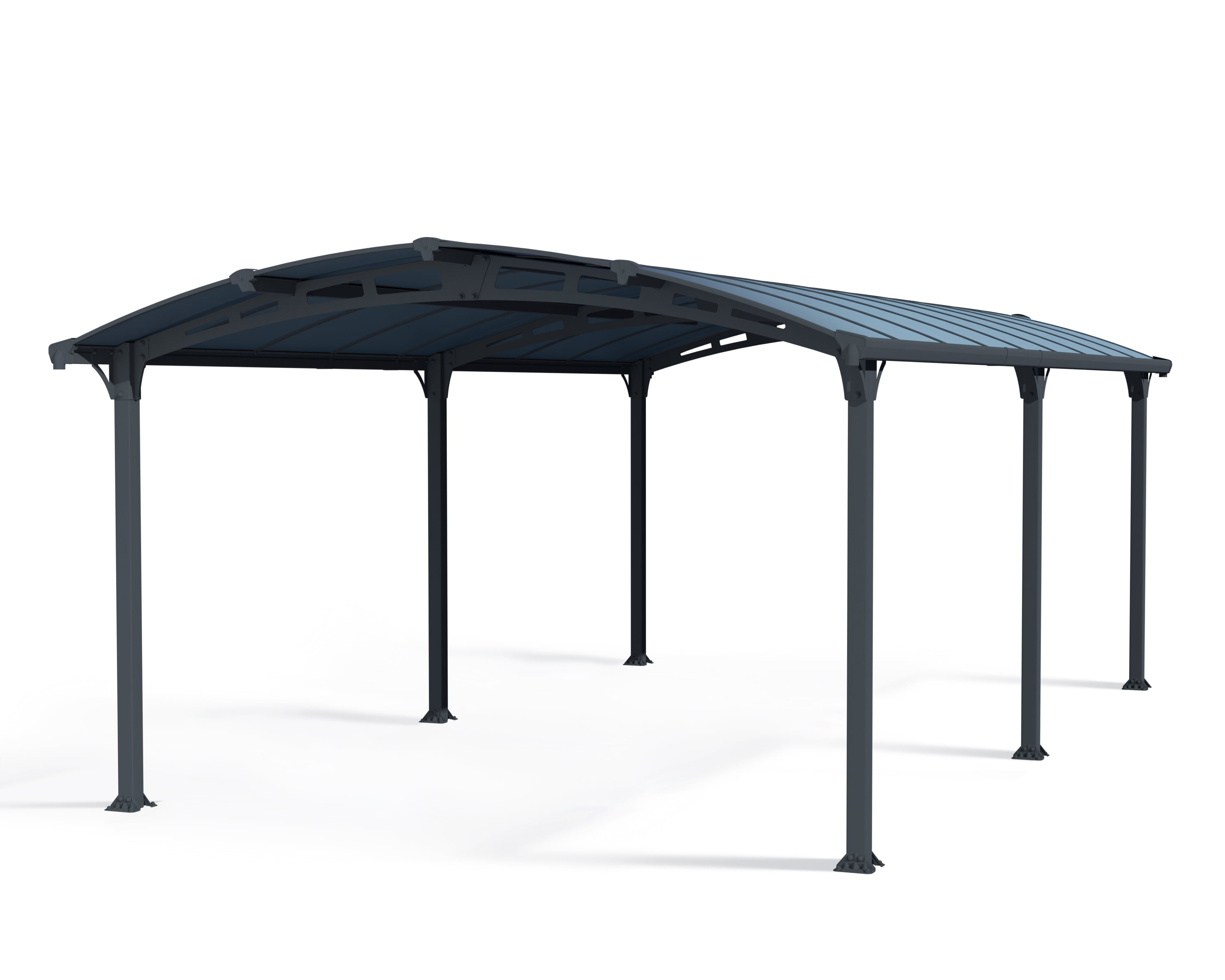 Gray Aluminum and Steel Carport Kit with Polycarbonate Roof
