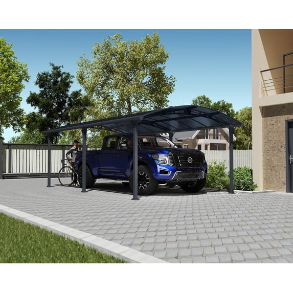 Palram - Canopia Arcadia 6400 12' x 21' Polycarbonate/Galvanized Steel Carport - Gray