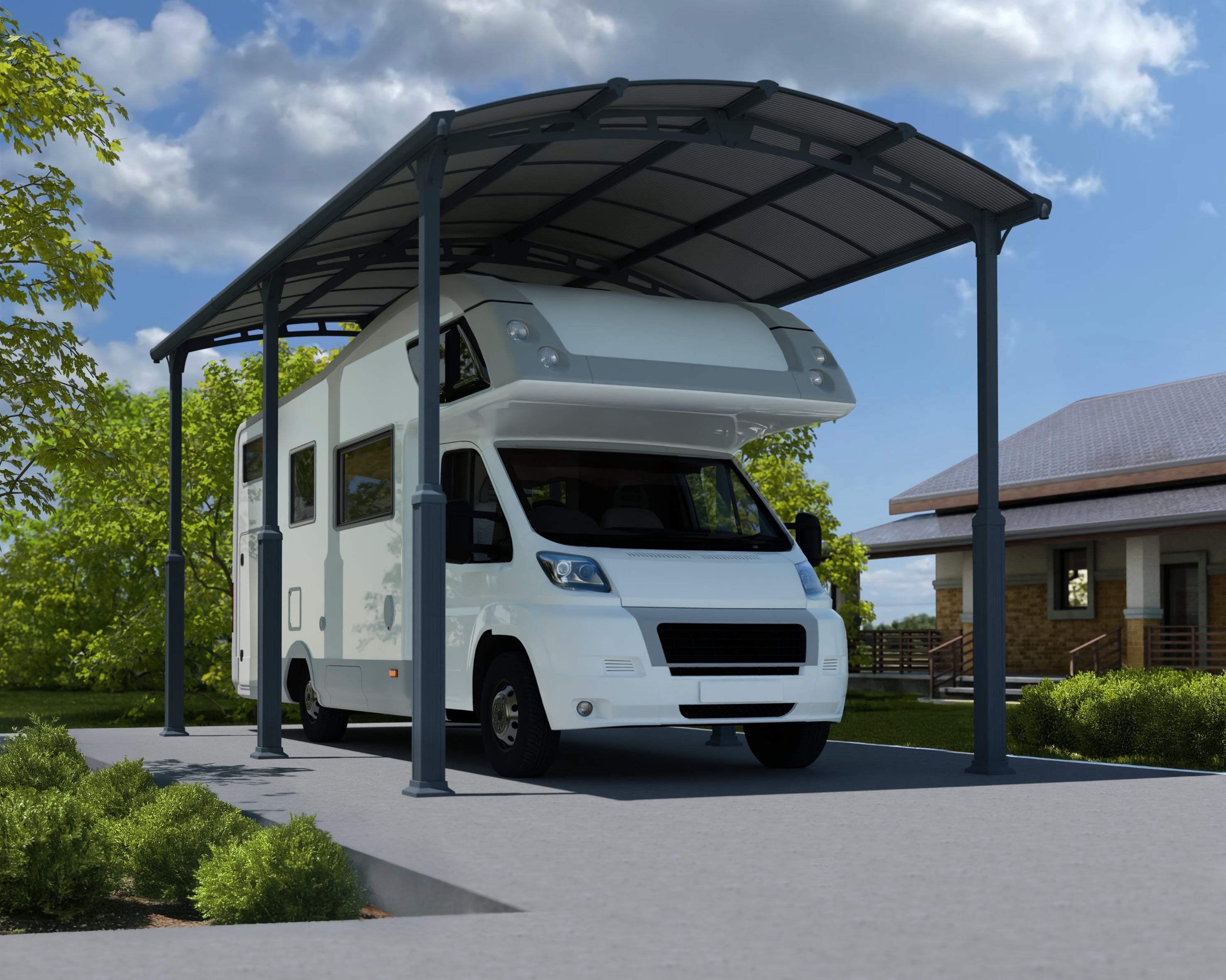 Palram - Canopia Arcadia Alpine 12' x 21' Polycarbonate/Galvanized Steel Carport - Gray