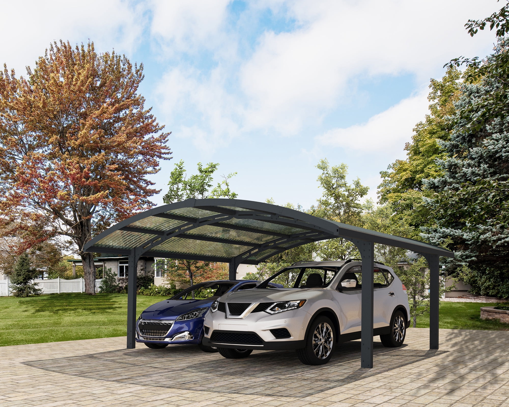 Palram - Canopia Arizona Wave Double Arch 19' x 16' Carport - Gray