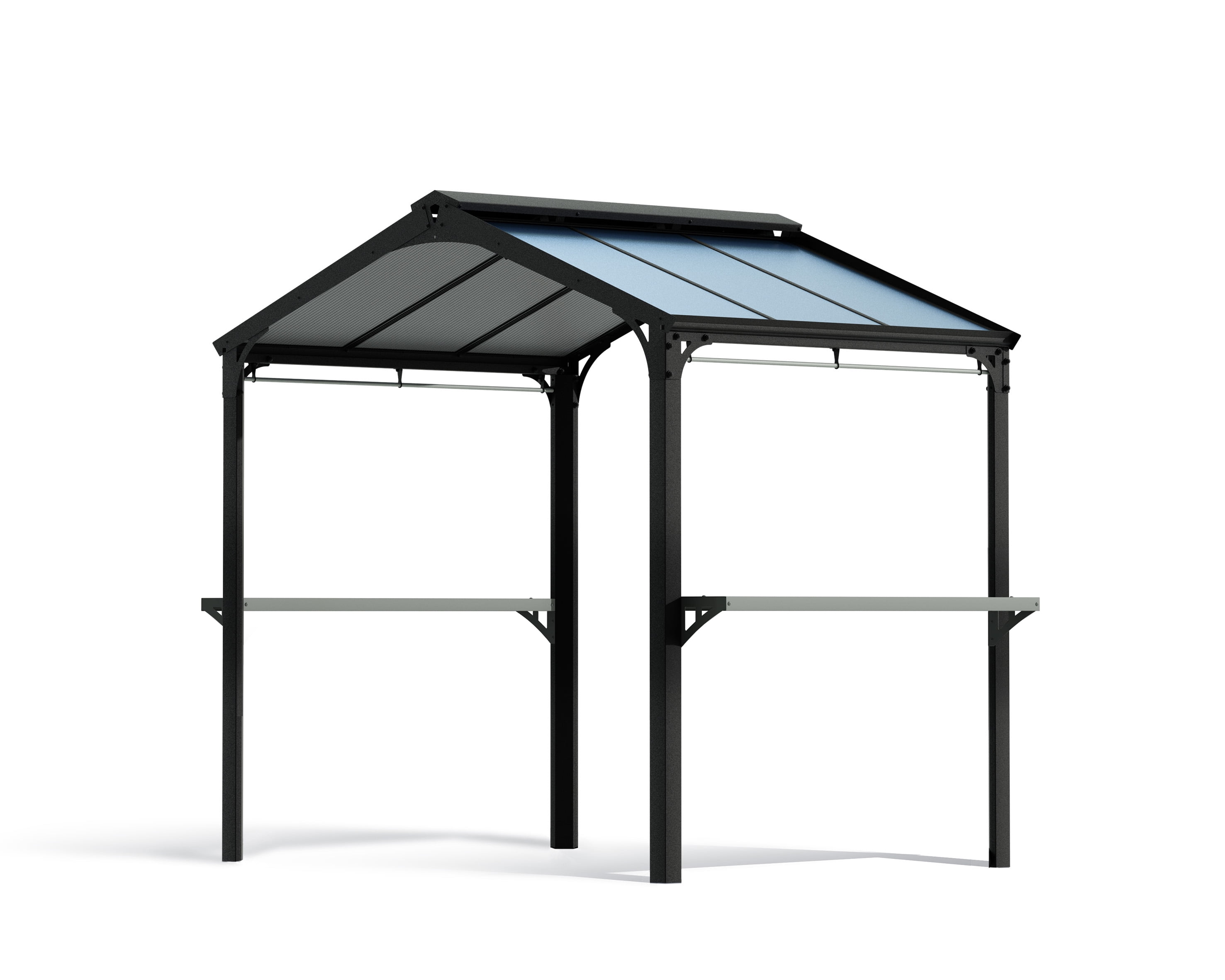 Austin 6' x 8' Black Aluminum Grill Gazebo with Steel Countertops