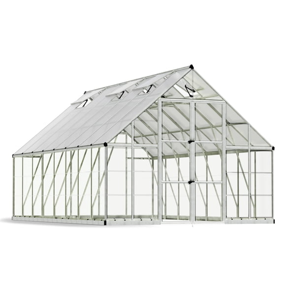 Palram - Canopia Balance 10' x 16' Polycarbonate/Aluminum Walk-In Greenhouse - Silver - with Roof Vents