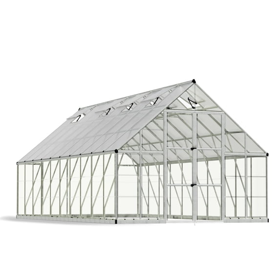 Palram - Canopia Balance 10' x 20' Polycarbonate/Aluminum Walk-In Greenhouse - Silver - with Roof Vents