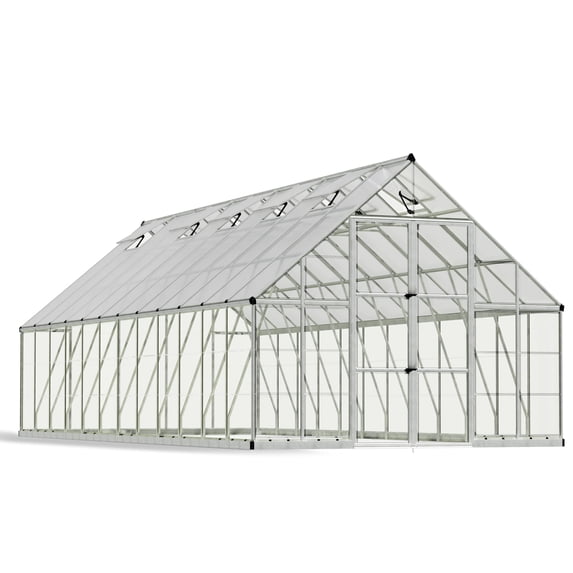 Palram - Canopia Balance 10' x 24' Polycarbonate/Aluminum Walk-In Greenhouse - Silver - with Roof Vents