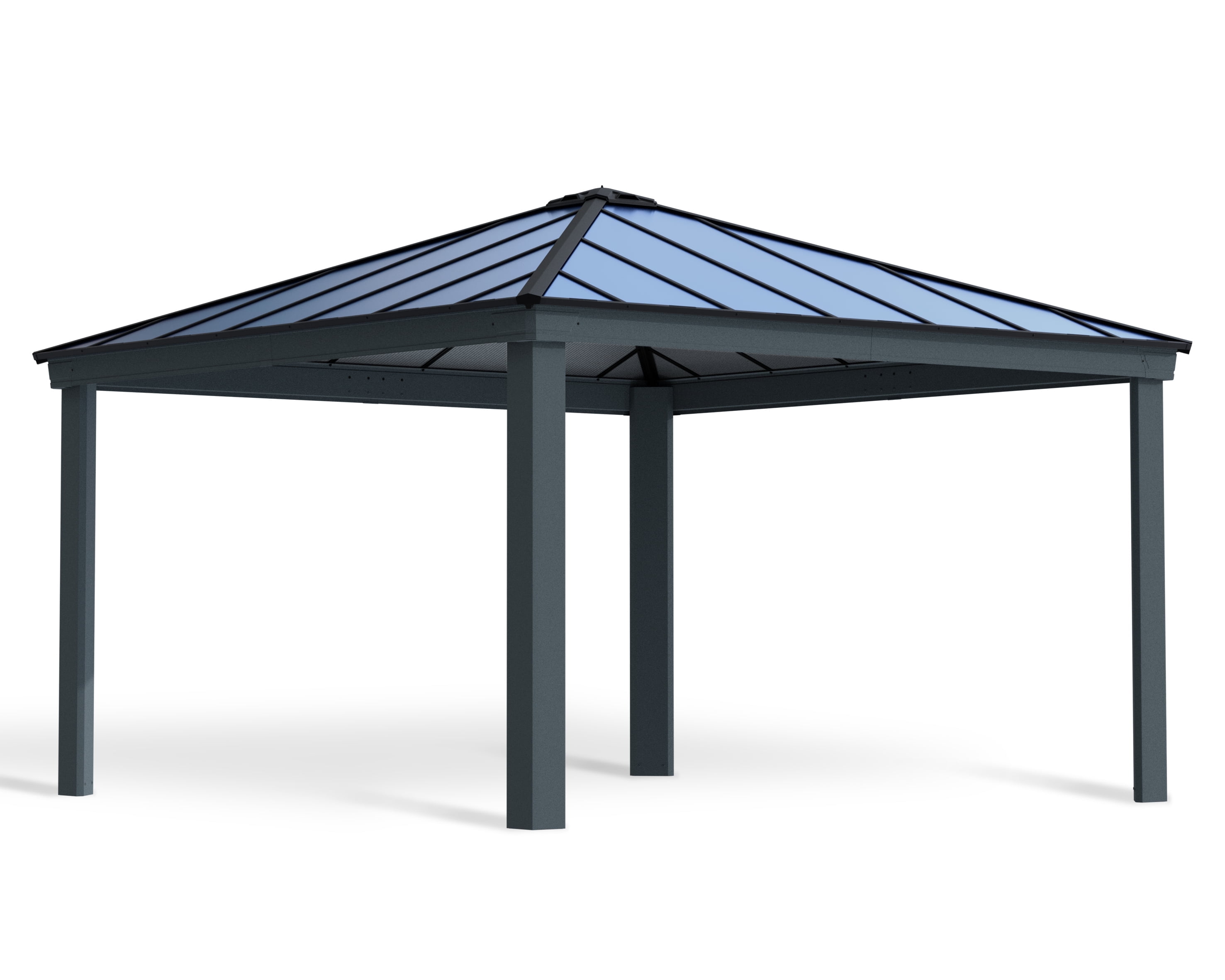 Gray Aluminum and Polycarbonate 14' x 14' Carport Kit