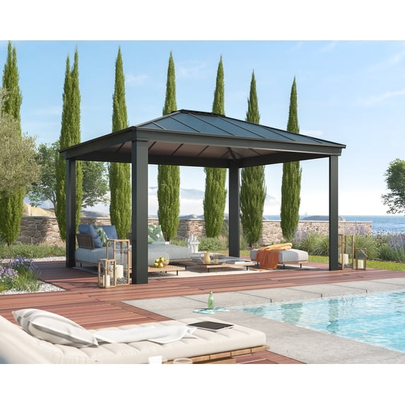 Palram - Canopia Dallas 4300 14' x 12' Polycarbonate/Aluminum Gazebo - Gray