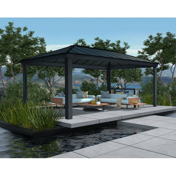 Palram - Canopia Dallas 6100 20' x 12' Polycarbonate/Aluminum Gazebo - Gray