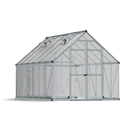 Palram - Canopia Essence 8' x 12' - Polycarbonate/Aluminum Walk-In Greenhouse - Silver - with 2 Roof Vents