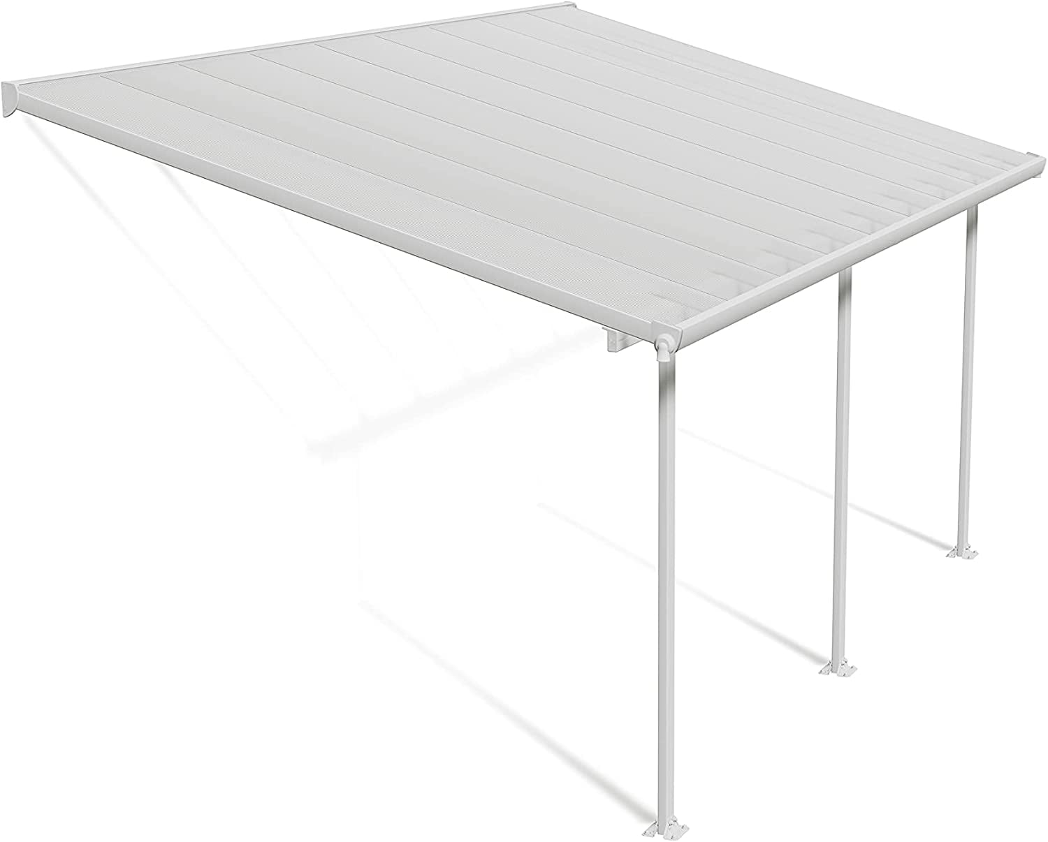 White Polycarbonate and Aluminum Patio Cover, 10' x 18'