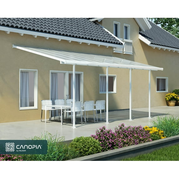 Palram - Canopia Feria 10' x 20' Polycarbonate/Galvanized Steel Patio Cover - White/White