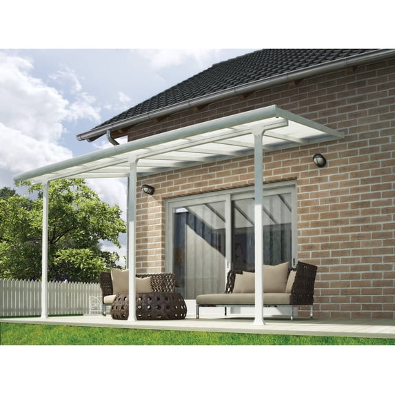 Palram - Canopia Feria 13' x 34' Polycarbonate/Galvanized Steel Patio Cover - White/Clear