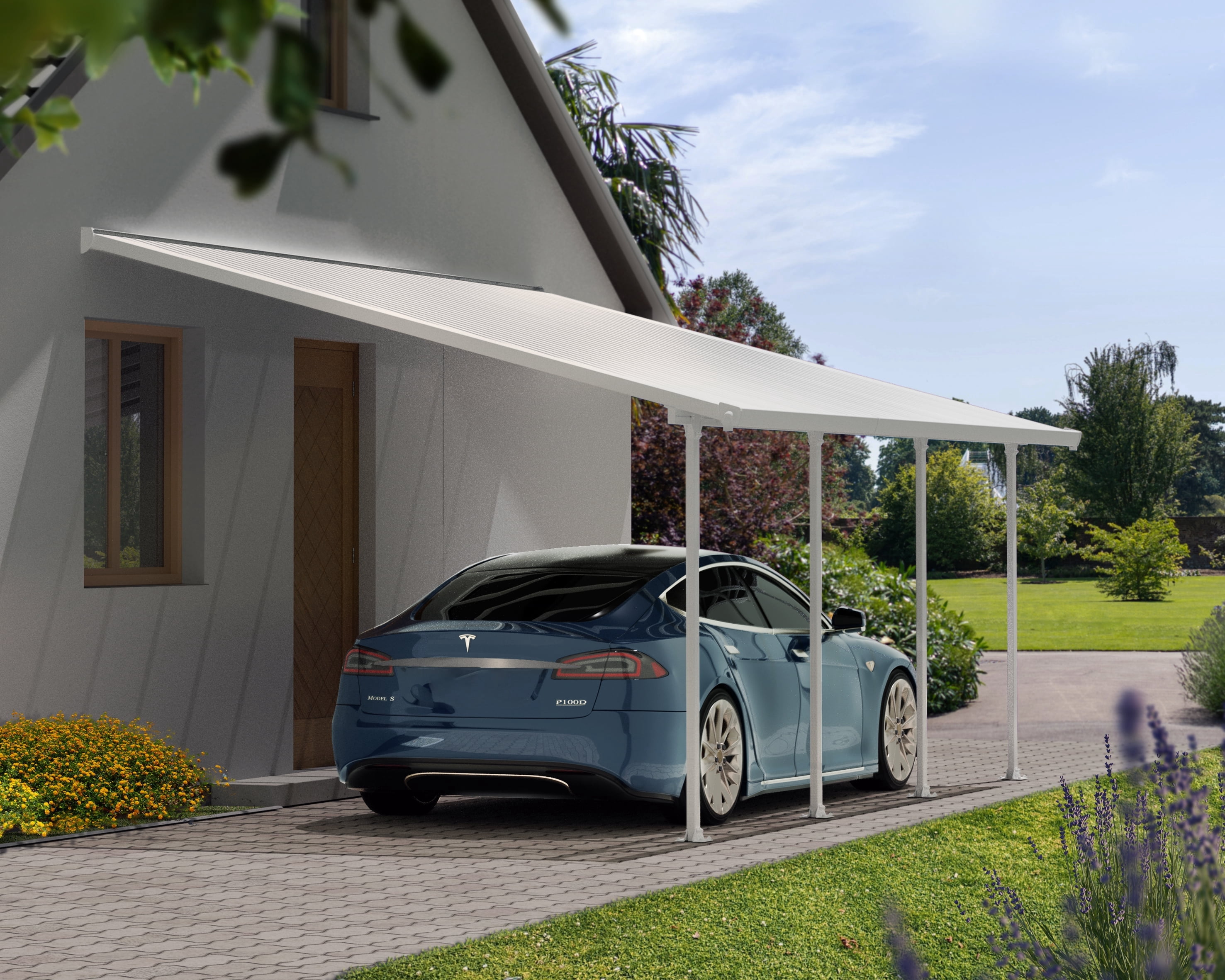 Palram - Canopia Feria Polycarbonate Carport, 13' x 20', White