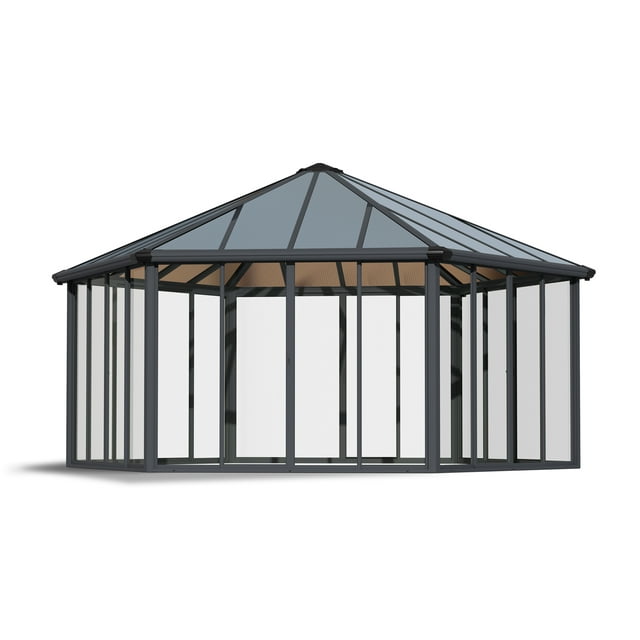 Palram - Canopia Garda 20' x 20' Polycarbonate/Aluminum Enclosed Gazebo - Gray/Bronze