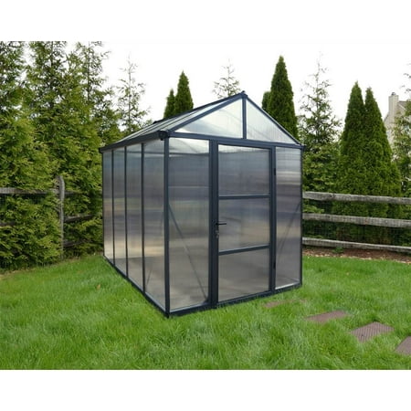 Palram - Canopia Glory 6' x 8' Walk-In Greenhouse - Gray - with Automatic Roof Vent Opener
