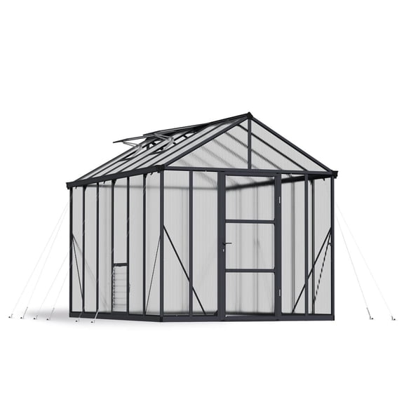 Palram - Canopia Glory 8' x 12' Walk-In Greenhouse - Gray - with 2 Automatic Roof Vent Openers