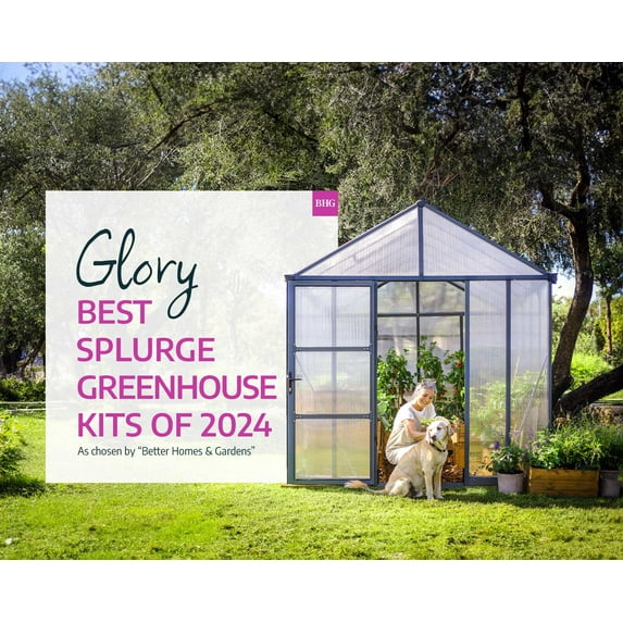 Palram - Canopia Glory 8' x 16' Walk-In Greenhouse - Gray - with 3 Automatic Roof Vent Openers