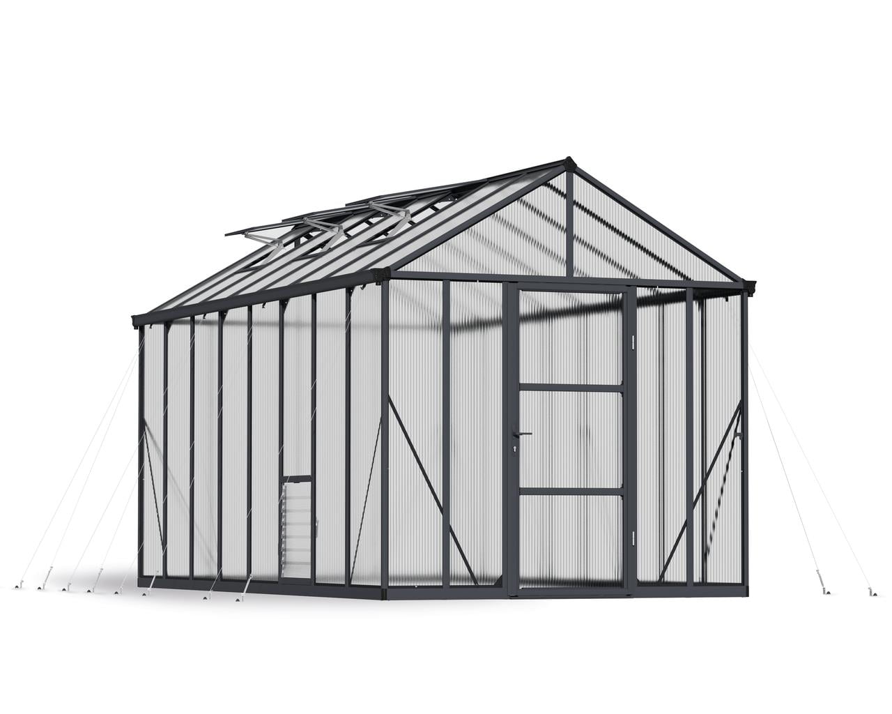 Palram Canopia Glory 8' x 16' WalkIn Greenhouse Gray with 3