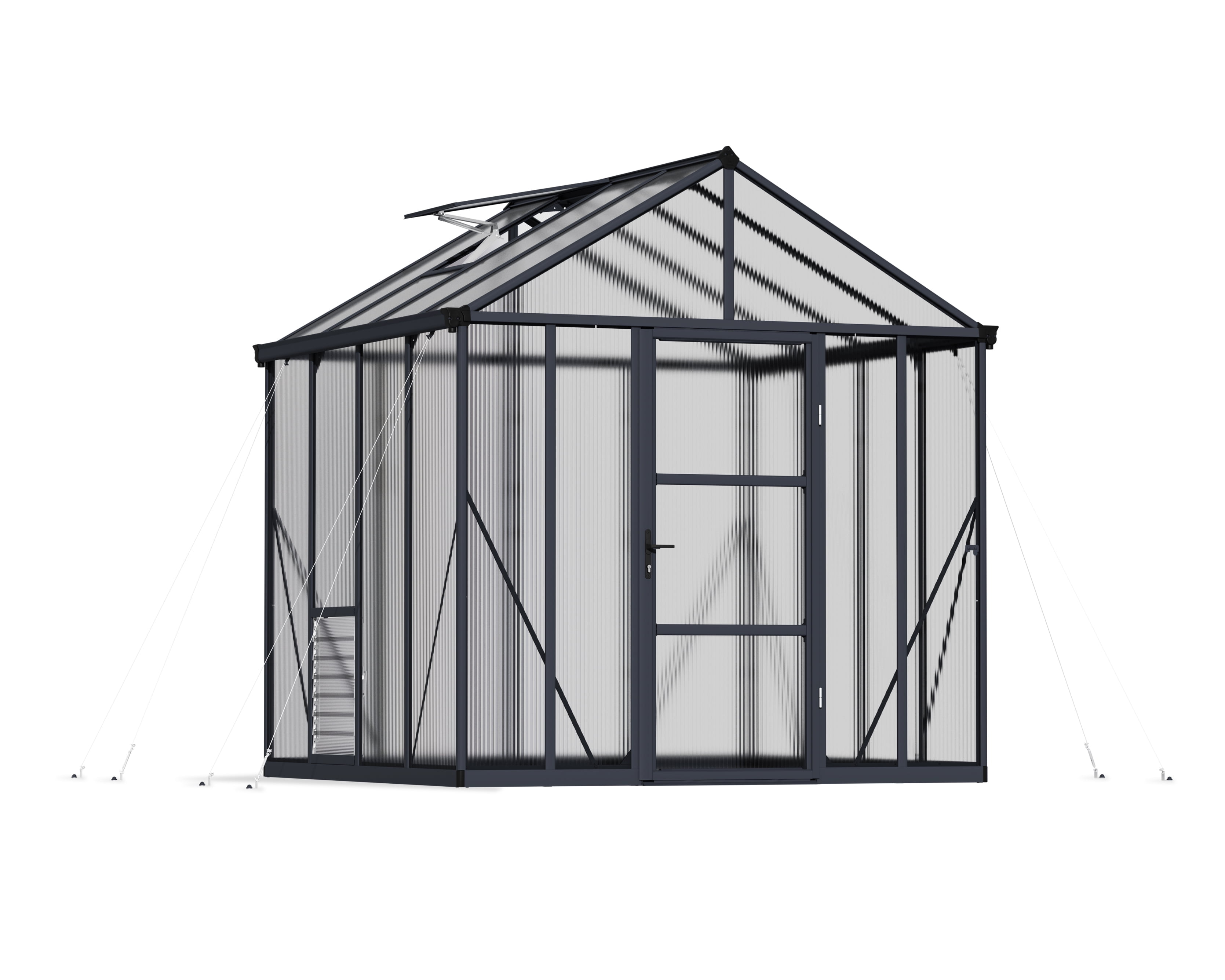 Palram - Canopia Glory 8' x 8' Walk-In Greenhouse - Gray - with Automatic Roof Vent Opener