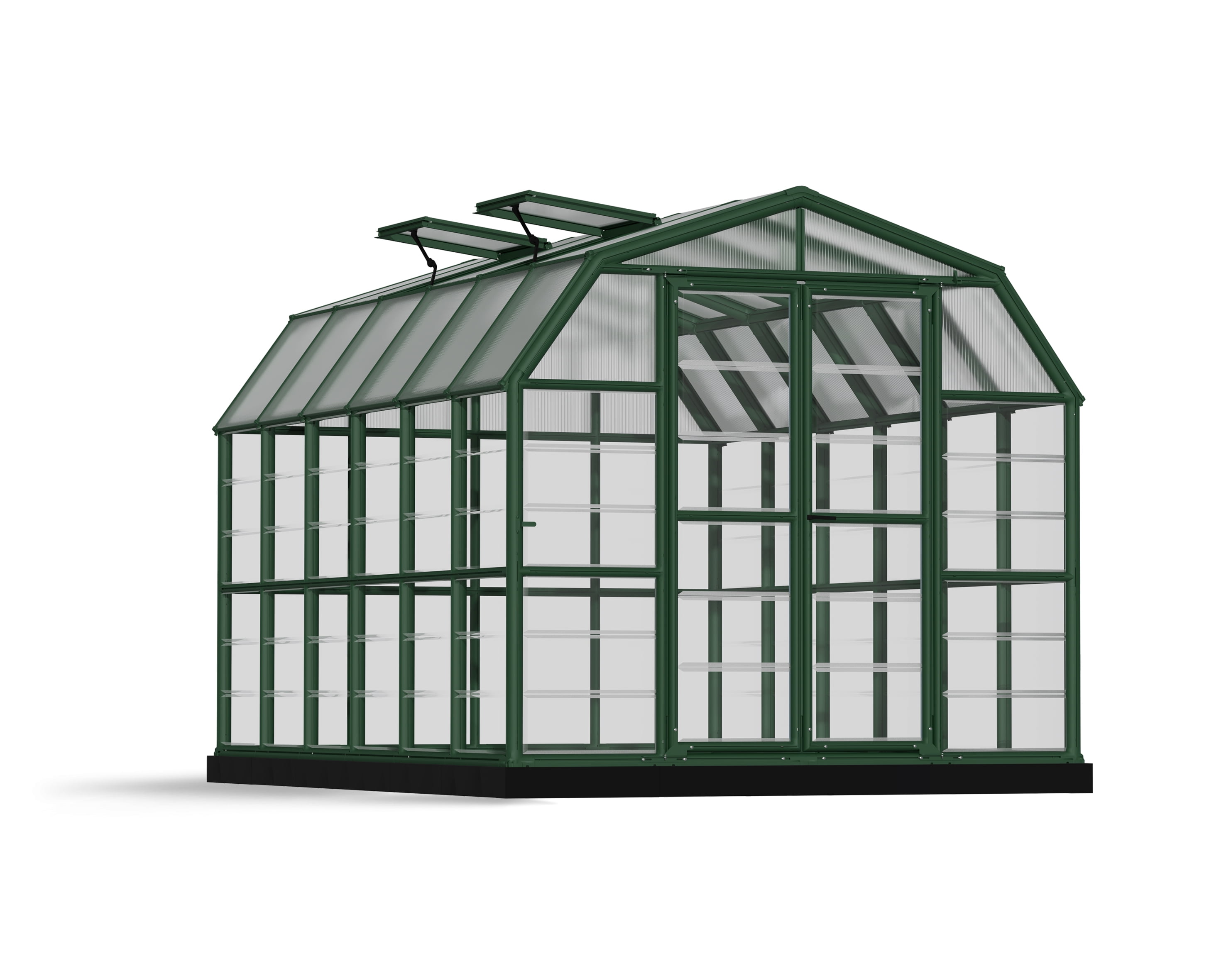 Grand Gardener 8' x 12' Clear Polycarbonate Greenhouse with Green Frame