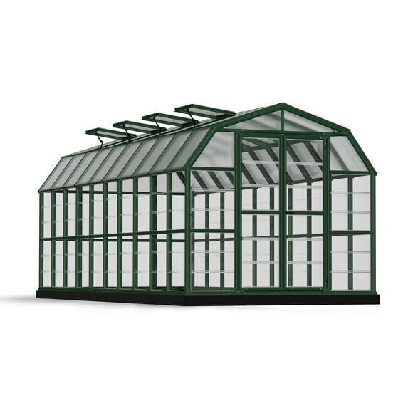 Palram - Canopia Grand Gardener 8' x 20' Clear Walk-In Greenhouse - Green - with 4 Roof Vents