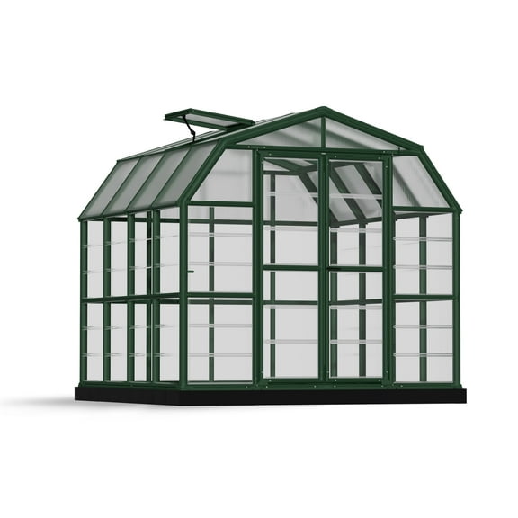 Palram - Canopia Grand Gardener 8' x 8' Clear Walk-In Greenhouse - Green - with Roof Vent