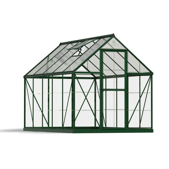 Palram - Canopia Hybrid 6' x 10' Polycarbonate/Aluminum Walk-In Greenhouse – Green - with Roof Vent