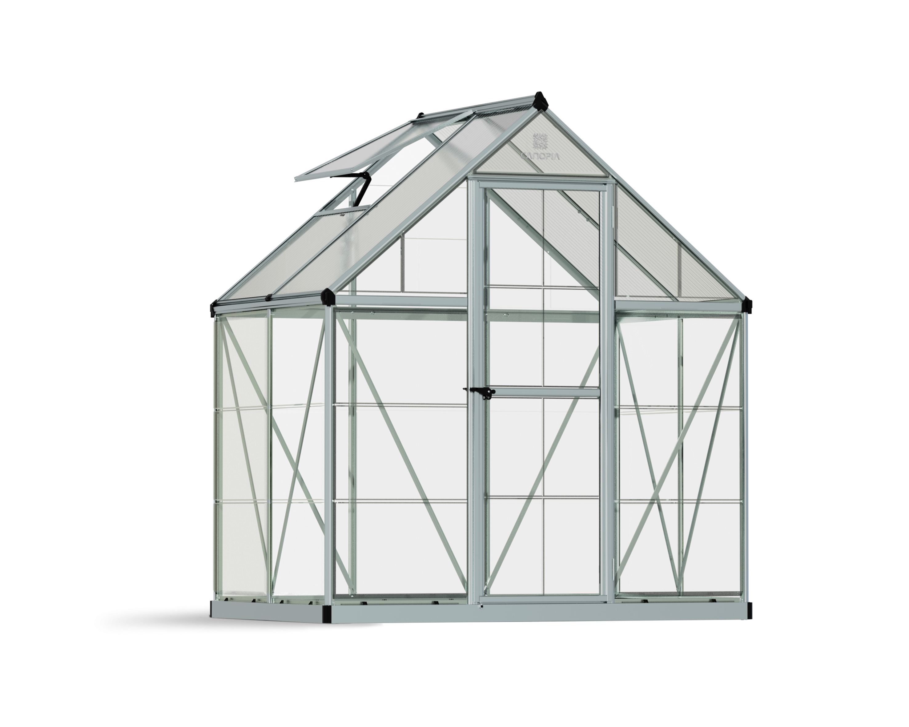 Palram - Canopia Hybrid 6' x 4' Polycarbonate/Aluminum Walk-In Greenhouse – Silver - with Roof Vent - image 1 of 12