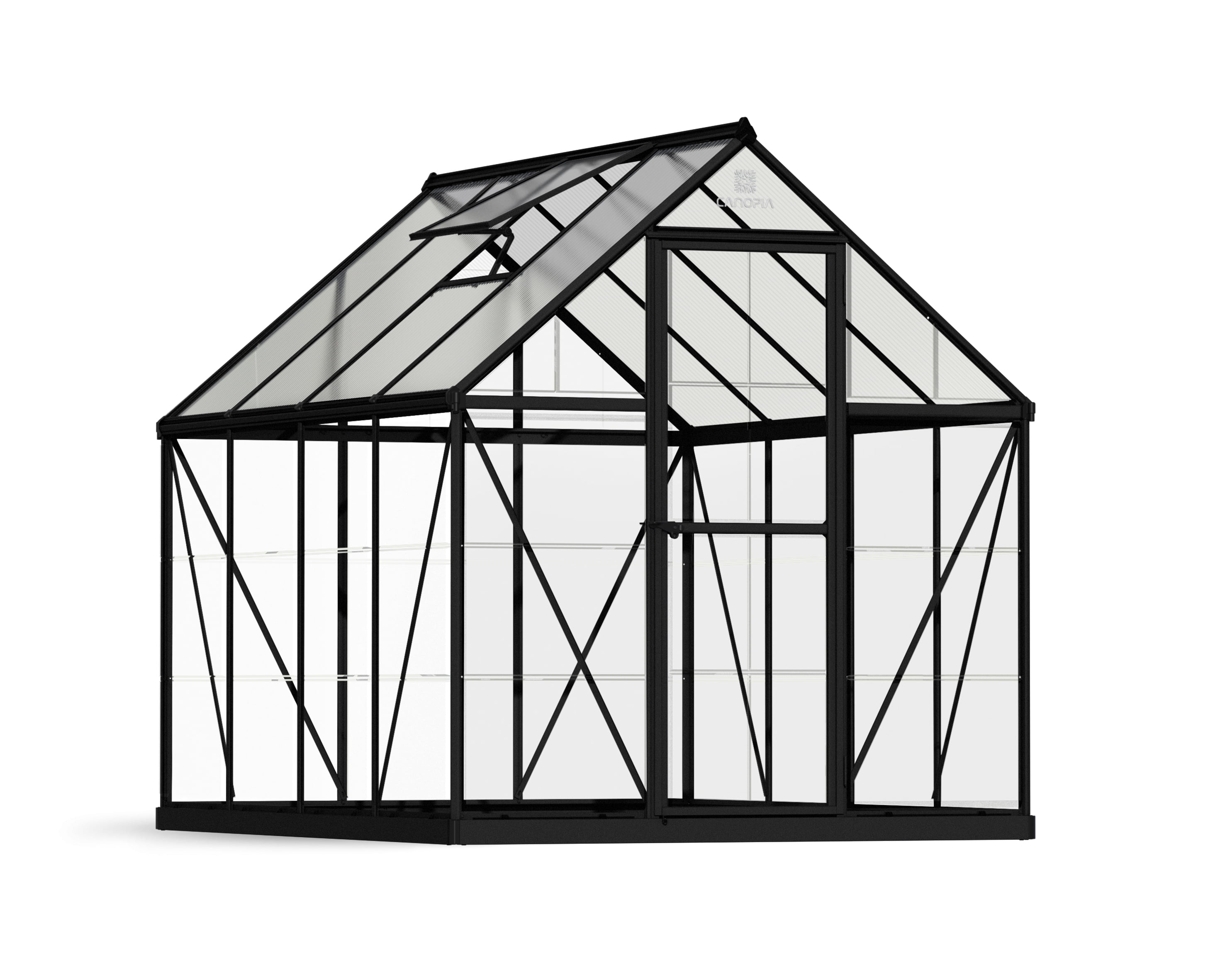 Hybrid 6' x 8' Black Aluminum and Polycarbonate Greenhouse